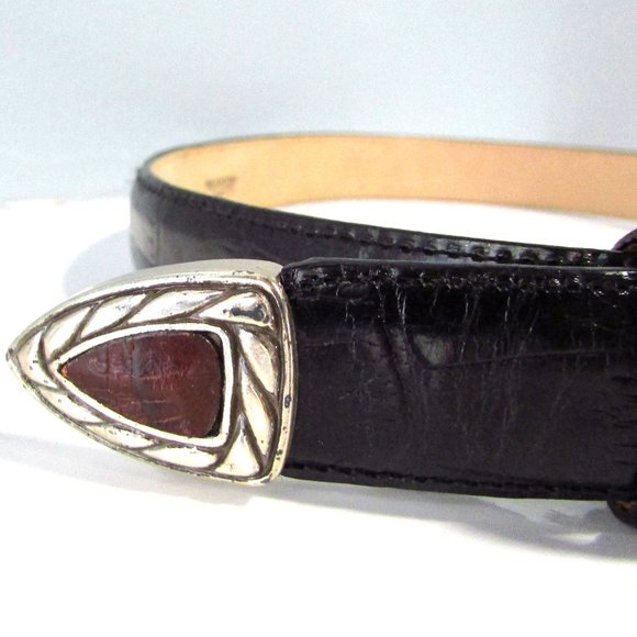 Croco Embossed Leather Belt Style 40143 - Picture 3 of 4